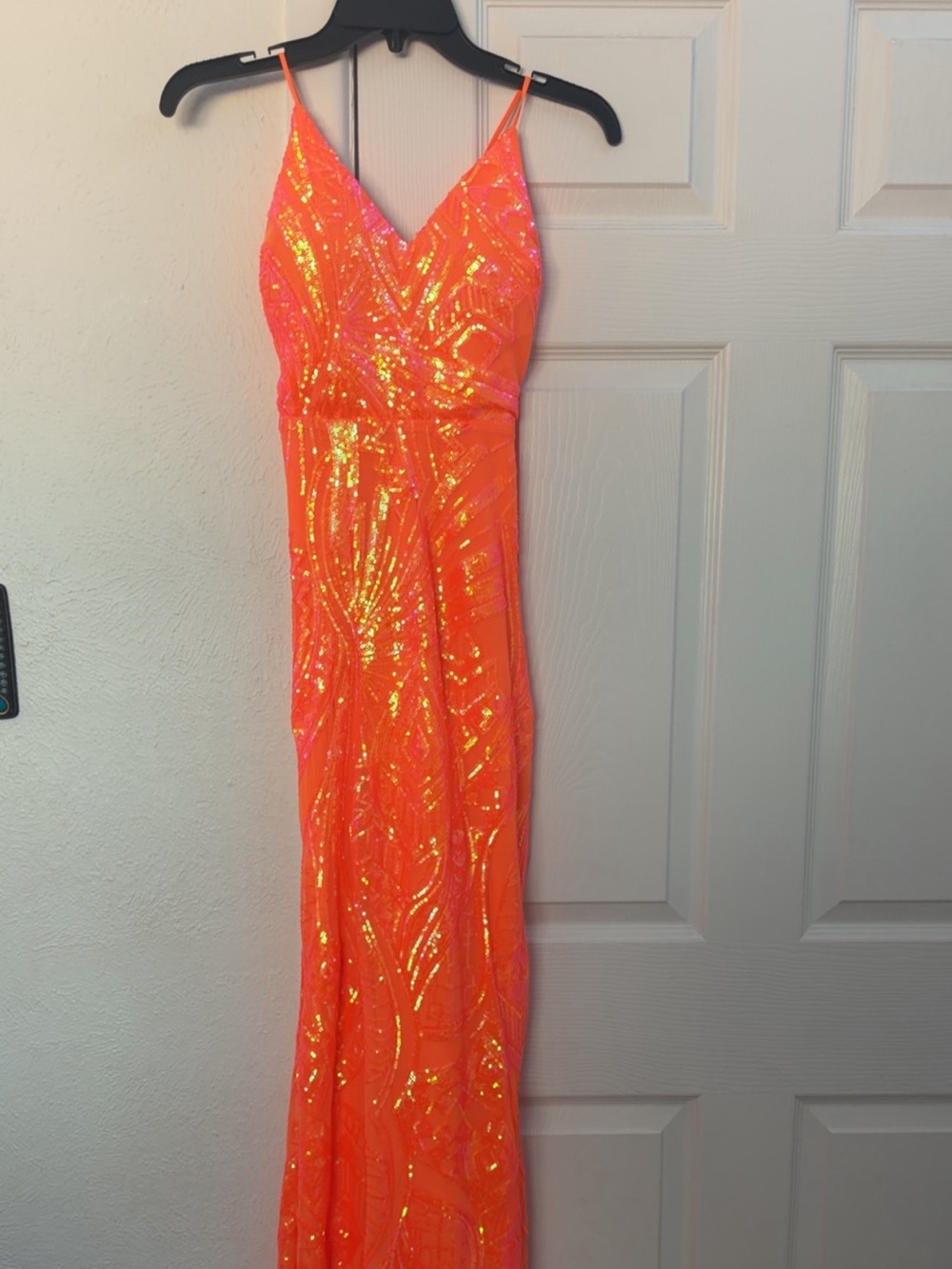 & Other Stories Neon Orange Sequin Maxi Dress